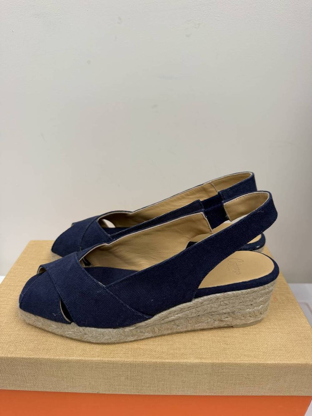NEW CASTANER women's diana slingback espadrilles in denim blue